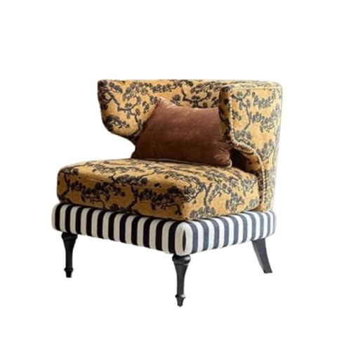 JINBIXIANGDJKS Massivholz Wohnzimmer Faul Sofa Stuhl Einzelne Retro Umarmung Stuhl(Yellow Chair) von JINBIXIANGDJKS