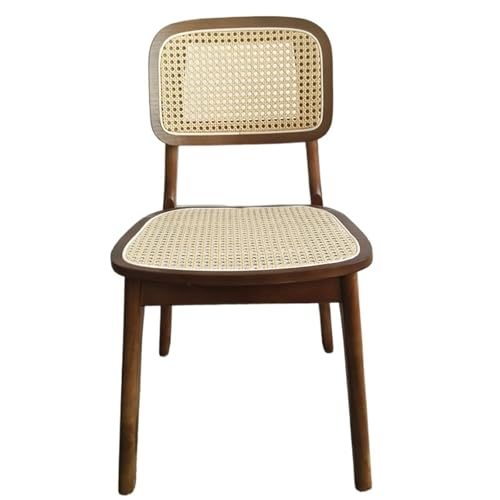 JINBIXIANGDJKS Massivholz Zurück Rattan Esszimmerstuhl Home Esstisch Stuhl(Teak) von JINBIXIANGDJKS