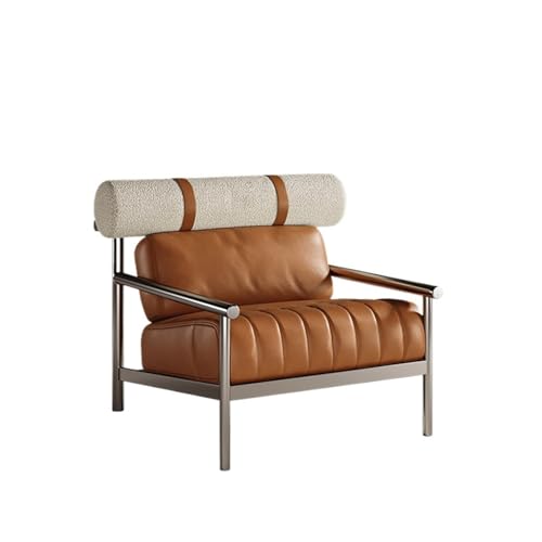 JINBIXIANGDJKS Mode Einfache Design Einzigen Sofa Stuhl Metall Freizeit Liege(Brown) von JINBIXIANGDJKS