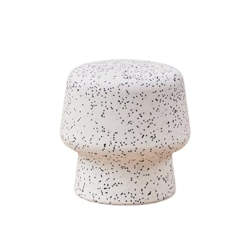 JINBIXIANGDJKS Niedriger Hocker, Einfacher Schuhwechselhocker for Den Haushalt, Wohnzimmersofa, Pilzform, Kunststoffhocker(Blackandwhitespots) von JINBIXIANGDJKS