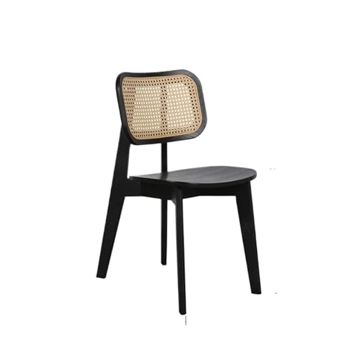 JINBIXIANGDJKS Rattan Esszimmerstuhl Home Massivholz Rückenlehne Freizeit Hotelmöbel(Black) von JINBIXIANGDJKS