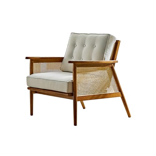 JINBIXIANGDJKS Rattan Massivholz Freizeit Hause Einzel Sofa Stuhl Retro Balkon Rückenlehne Sessel JINBIXIANGDJKS Rattan Massivholz Freizeit Hause Einzel Sofa Stuhl Retro Balkon Rückenlehne Sessel von JINBIXIANGDJKS