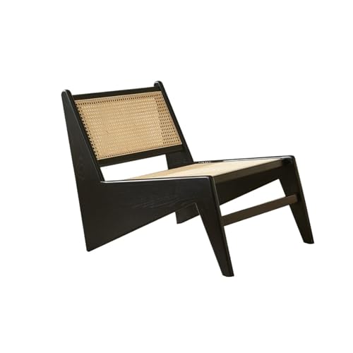 JINBIXIANGDJKS Rattanstuhl Massivholz Freizeit Einfache Mode-Design-Möbel(Black) von JINBIXIANGDJKS