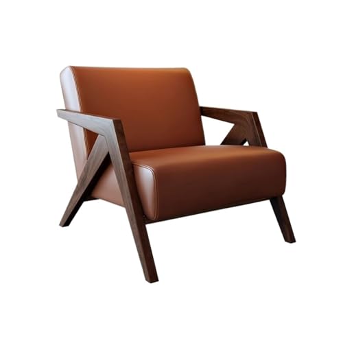 JINBIXIANGDJKS Retro Balkon Stoff Einzelsofa Stuhl Wohnzimmer Home Massivholz Freizeitstuhl(Brown) von JINBIXIANGDJKS