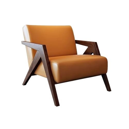 JINBIXIANGDJKS Retro Balkon Stoff Einzelsofa Stuhl Wohnzimmer Home Massivholz Freizeitstuhl(Yellow) von JINBIXIANGDJKS