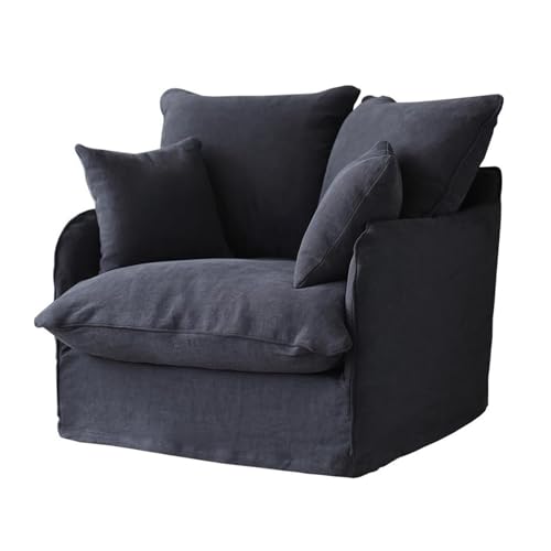 JINBIXIANGDJKS Retro Einfache Mode Freizeit Café Baumwolle Und Leinen Einzel Sofa(Black) von JINBIXIANGDJKS