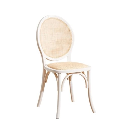 JINBIXIANGDJKS Retro Esszimmerstuhl Hause Massivholz Rückenlehne Rattan Einfache Esszimmerstuhl(White) von JINBIXIANGDJKS