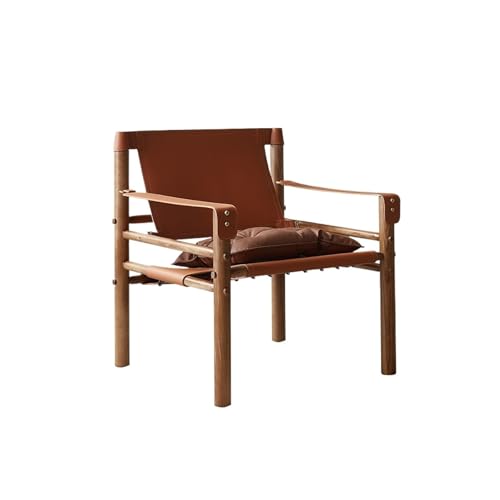 JINBIXIANGDJKS Retro Massivholz Sofa Stuhl Freizeit Einfache Mode Rückenlehne Stuhl(Brown) von JINBIXIANGDJKS