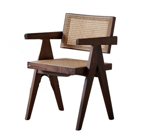 JINBIXIANGDJKS Rückenlehne Stuhl Studie Zimmer Freizeit Retro Rattan Esszimmerstuhl von JINBIXIANGDJKS