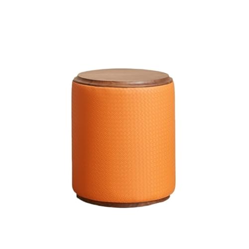 JINBIXIANGDJKS Runder Hocker Aus Massivem Holz, Leichter Luxus-Rundhocker for Zuhause, Einfacher Ankleide-Esszimmerstuhl(Orange) von JINBIXIANGDJKS