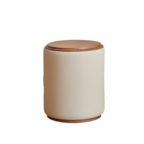 JINBIXIANGDJKS Runder Hocker Aus Massivem Holz, Leichter Luxus-Rundhocker for Zuhause, Einfacher Ankleide-Esszimmerstuhl(White) von JINBIXIANGDJKS