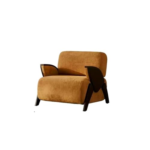 JINBIXIANGDJKS Wohnzimmer Balkon Einzelnen Freizeit Stuhl Retro Massivholz Stuhl Sofa(Yellow) von JINBIXIANGDJKS
