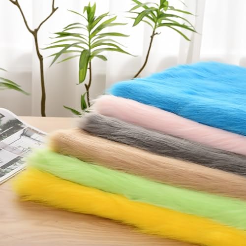 Flauschig Kunstpelz-Stoff Fuchs für Bastelarbeiten Langer Flor 5cm 20cm*50cm Leichte flauschige gemütliche Plüsch Comfy Microfiber dekorative Couch Sofa Bett(7 Khaki) von JINDAOSH