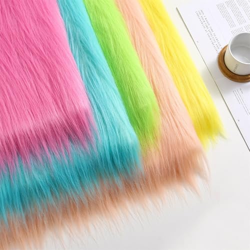 Flauschige Fuzzy-Bastelei Kunstleder Fell Stoff 50cm*180cm Weich KunstpelzStoff Langer Flor 12cm für Polsterung benutzerdefinierte Decken Craft Sewing Cosplay(2 royal blue) von JINDAOSH