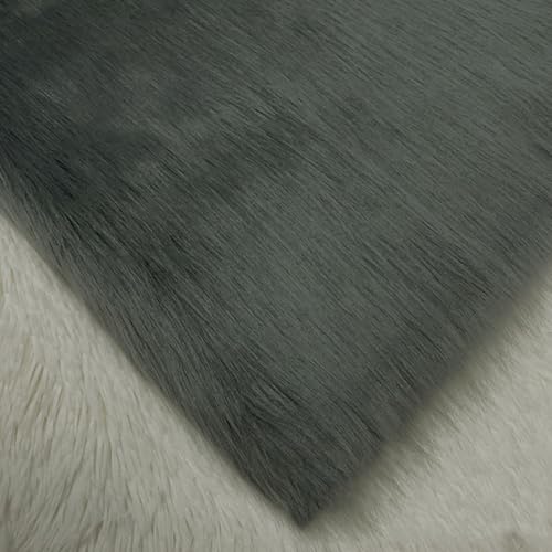 Flauschiger Kunstfuchs Pelz Stoff（20cm*50cm）Langer Flor 5cm Zotteliger flauschiger Pelz Stoff DIY Weihnachtsmann Gnom Bart Nähen Teppich Kissen Dekorationen(15 Dark gray) von JINDAOSH