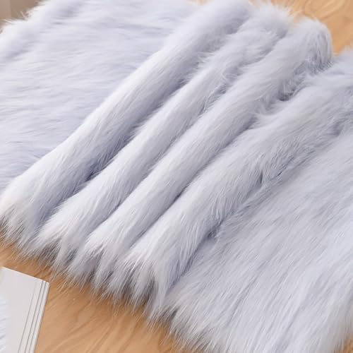 Flauschiger Kunstfuchs Pelz Stoff Langer Flor 5cm（50 * 180cm）Luxus Shaggy Synthetik Nähen Mantel Kragen Polsterung Dekoration Schnitte Stuhl Abdeckung Sitzkissen(2 Light gray) von JINDAOSH