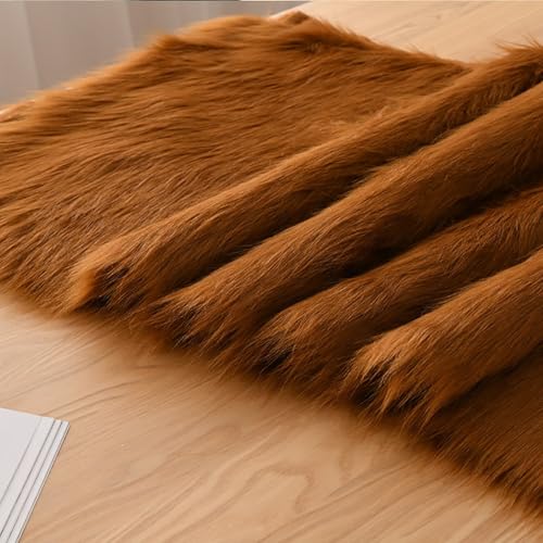 Flauschiger Kunstfuchs Pelz Stoff Langer Flor 5cm（50 * 180cm）Luxus Shaggy Synthetik Nähen Mantel Kragen Polsterung Dekoration Schnitte Stuhl Abdeckung Sitzkissen(6 Brown) von JINDAOSH