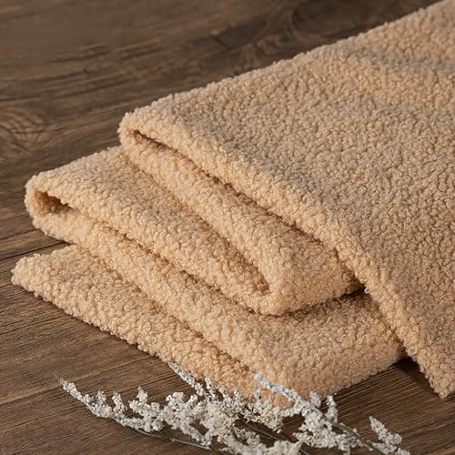 Flauschiger Sherpa Fleece-Stoff（50cm*160cm）Weicher Kunstpelz-Stoff Kunstpelz Pelz Glatter Stoff DIY Nähen Projekte Handwerk Zubehör Heimtextilien Decken(20 Khaki) von JINDAOSH