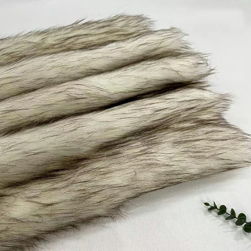 Langer Haufen 5cm Kunstfuchs Pelz Shaggy Stoff （50cm*180cm） Kunstpelz Stoff für Basteln Nähen Kostüme Kleidung Teppiche Kissen Dekorationen und mehr(1 Coffee White) von JINDAOSH