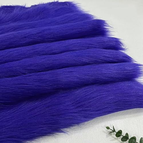 Langer Haufen 5cm Kunstfuchs Pelz Shaggy Stoff （50cm*180cm） Kunstpelz Stoff für Basteln Nähen Kostüme Kleidung Teppiche Kissen Dekorationen und mehr(3 royal blue) von JINDAOSH
