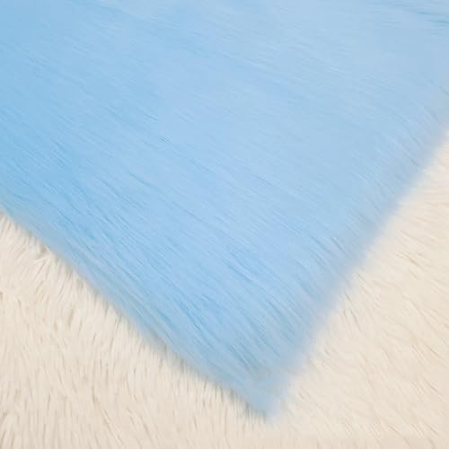 Langfloriger 5cm Kunstfuchsfell-Stoff Mehrfarbiges weiches Plüschmaterial（20cm*50cm）Handmade Fursuits Cosplay Kostüm Home Decor Kostüm Party Supplies(4 Blue) von JINDAOSH