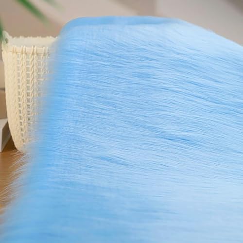 Luxuriöser weicher Kunstfuchsfell-Stoff(50CM*180CM) Langer Flor 5cm Shaggy Plüsch Nähen DIY Materialien warme weiche Mantel Mode Fursuit Kostüm Schal Handwerk(12 Sky blue) von JINDAOSH