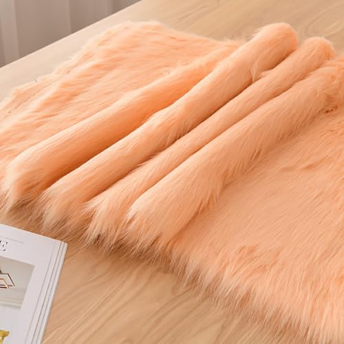 Luxus Fuchs Kunstpelz Stoff （50cm*180cm） Langer Flor 5cm Pelziges Plüsch Material für DIY Basteln Zwerge Tier Kostüme Kissen Dekorationen Sitzkissen Pad(14 Orange Pink) von JINDAOSH