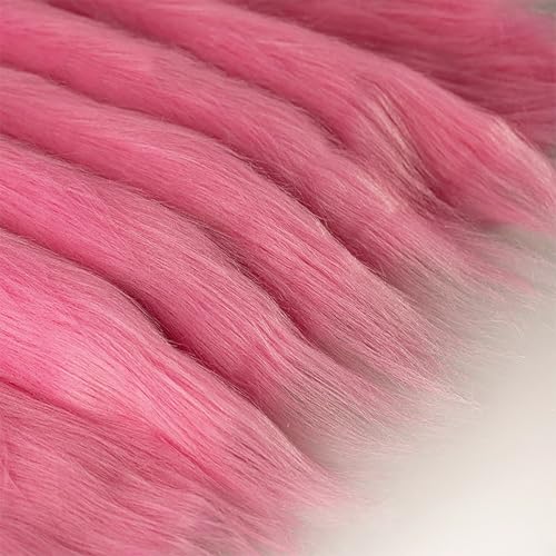 Mehrfarbiges weiches Plüschmaterial Langhaar 12cm Flauschiges Fake-Fur-Stoff (50 * 180cm) Bastelbedarf Haushaltsnähen Polsterarbeiten Cosplay-Kostüme DIY-Projekte(24 Dark Pink 2) von JINDAOSH