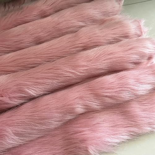 Weicher glatter Kunstpelz Langer Flor 5cm Plüsch Zotteliger Faux Fuchs Stoff（50cm*180cm）warmen weichen Mantel Mode Pelzanzug Kostüm Zwerge Bart Haar Cosplay(7 Pink) von JINDAOSH