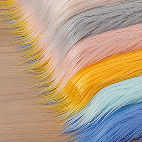 Zottelig Kunstpelz-Stoff 25cm*45cm Langer Flor 9cm Weiche Fuzzy Kunstpelz-Wurfdecke für Polstermöbel Home Decor Cosplay Kostüm(13 Light yellow) von JINDAOSH