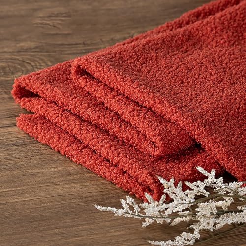 Zotteliger Kunst fleece-Pelz-Stoff（50 * 160cm）Weicher kurzer Sherpa-Fleece-Stoff für kuschelige Decken Mäntel Jacken Überwürfe Schals Kuscheln Basteln Nähen DIY(7 Orange red) von JINDAOSH