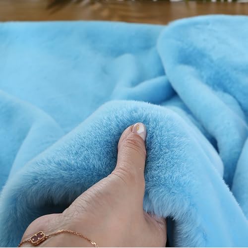 Zotteliger Kunstpelz-Stoff（50cm*160cm）Nähen Kunstpelz-Stoff kurzer Flor 10mm für Kostüm Mode Bereich Teppiche Hochzeit Party Dekoration DIY Craft(19 Sky blue) von JINDAOSH