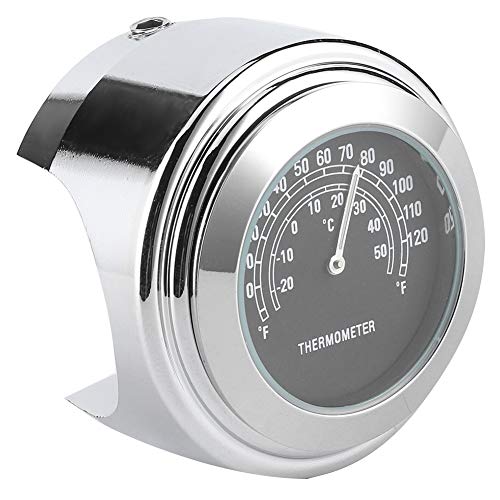 Motorrad-Temperaturanzeige, Aluminiumlegierungs-Antirost-Verchromungs-Lenker-Thermometer für Motorräder(Schwarz) von JINDI