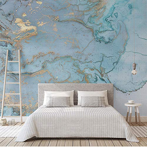 Fototapete Design 350 cm X 256 cm Vlies Tapeten Wandtapete Vliestapete moderne Wandbild Wanddekoration Schlafzimmer Wohnzimmer 3d Hintergrundbild - Retro Luxus blau Bronzing Textur von JINFANGBZ