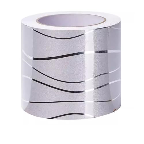 JINFEUGE 12 cm X 5 M Selbstklebende, Flexible Sockelleiste, Wandeckleiste, Abziehbare Und Aufklebbare Pvc-Taillenlinie, Für Heimdekoration/Silver von JINFEUGE
