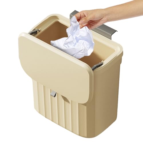 Wandmontierter Abfallbehälter,Wandmontierter Mülleimer | Müllcontainer für Badezimmer | Wandmontierter Mülleimer mit Deckel, Küchenspüle-Mülleimer, geruchsneutraler hängender Mülleimer für Schranktür- von JINGAN