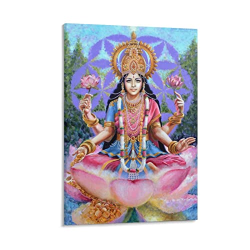 Hindu Göttin Lakshmi Religion Hinduismus Poster Hinduismus Kulturelle Wandkunst Bild Malerei Poster Leinwand Druck Poster Kunstwerke Raumdekor 30 x 45 cm von JINGCAI