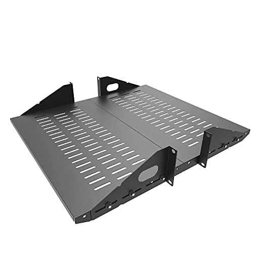 Jingchengmei 2U freitragende Server-Regalhalterung, 48,3 cm, 2-teiliges Set, mittig gewichtet, für AV/Datengerätegehäuse (2U2PC10V, Schwarz) von JINGCHENGMEI