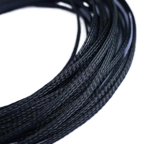 10 Meter erweiterbar flach geflochtenen Draht Schlangenhaut Sleeving Multicolor 3–16 mm Bohrung(Black,6mm bore) von JINGCHI