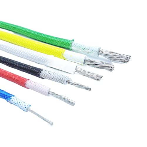 Geflochtener Elektrodraht, Glasfaser, geflochten, wärmeisolierter Silikondraht, 10 m, 300 °C, 600 V, mehrfarbig, mehrere Größen(Green,2.5mm 13awg) von JINGCHI