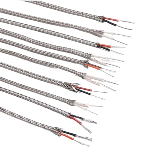 Geflochtener elektrischer Draht Typ K Thermoelement-Kompensationsdraht K2 Geschirmtes geflochtenes Kabel Mehrere Größen(1M,K2x0.6mm Ordinary) von JINGCHI