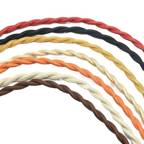 Geflochtener elektrischer Kabelkanal, 2-adrig, 0,75 mm², quadratisch, Lampenkabel, verdreht, mehrfarbig, 5–20 m(Blue Grey,5Meter) von JINGCHI