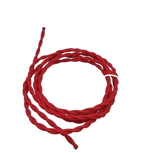 Geflochtenes Elektrokabel, 2 x 0,75 mm, Vintage, gedrehtes Textil, geflochten, Retro-Pendellampenkabel, mehrfarbig, mehrere Größen(RED,10m) von JINGCHI