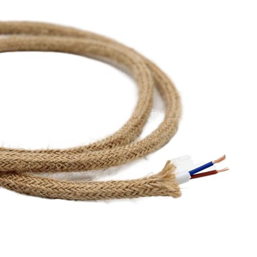 Geflochtenes Elektrokabel, Hanfseil, Elektrokabel, 2-adrig, 0,75 mm², 5/10/20 Meter (10 Meter)(5meter) von JINGCHI