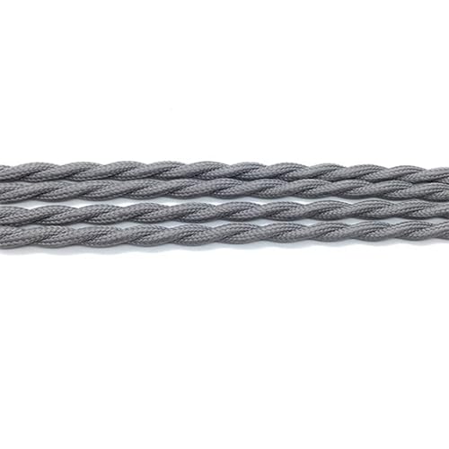 Geflochtenes Elektrokabel Industrielles Lampenkabel Stoffummantelter Draht 2 x 0,75 mm 5 m(Gray) von JINGCHI