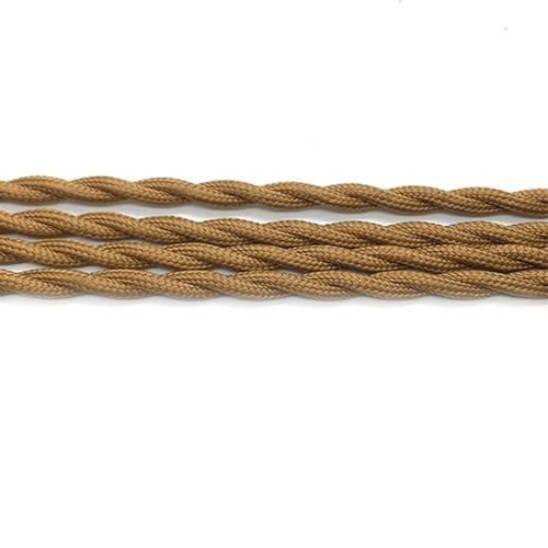 Geflochtenes Elektrokabel Industrielles Lampenkabel Stoffummantelter Draht 2 x 0,75 mm 5 m(Light Brown) von JINGCHI