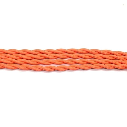 Geflochtenes Elektrokabel Industrielles Lampenkabel Stoffummantelter Draht 2 x 0,75 mm 5 m(Orange) von JINGCHI