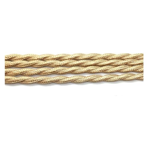Geflochtenes elektrisches Kabel, 2-adrig, 0,75 mm², mit Stoff überzogenes Kupferkabel for die Beleuchtung, 250 V, mehrfarbig, mehrere Größen(Gold,3meter) von JINGCHI