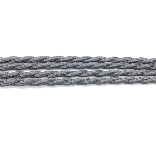 Geflochtenes elektrisches Kabel, 2-adrig, 2 x 0,75 mm, 250 V, Stoff-Netzkabel, mehrfarbig, 1–30 Meter(Gray,10 meters) von JINGCHI