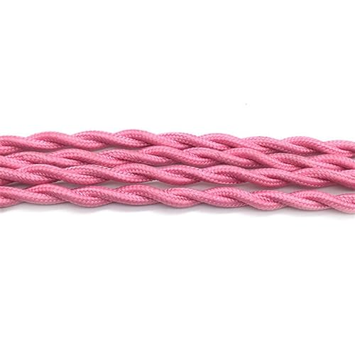Geflochtenes elektrisches Kabel, 2-adrig, 2 x 0,75 mm, 250 V, Stoff-Netzkabel, mehrfarbig, 1–30 Meter(Pink,1 Meter) von JINGCHI